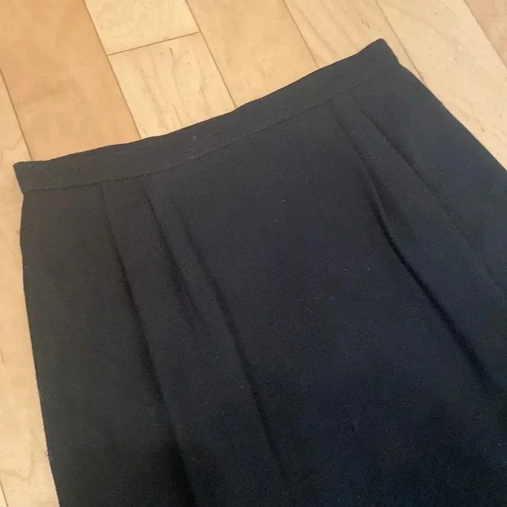 Vintage Black Wool High Waisted Pleated Pencil Skirt Size 10 - Picture 3 of 7